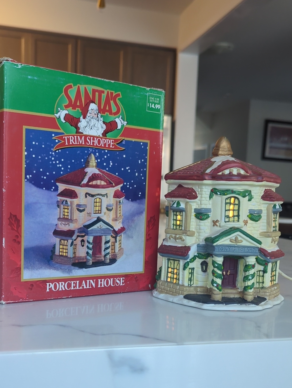 Porcelain Mansion With Interior Scene Christmas Village Building House